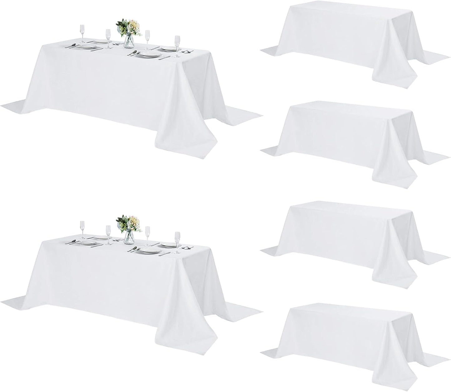 6 Pack Rectangle Tablecloth, 90x156 Inch, Stain Resistant and Wrinkle Polyester Table Cloth, Fabric Table V1258-DP02-WO-549
