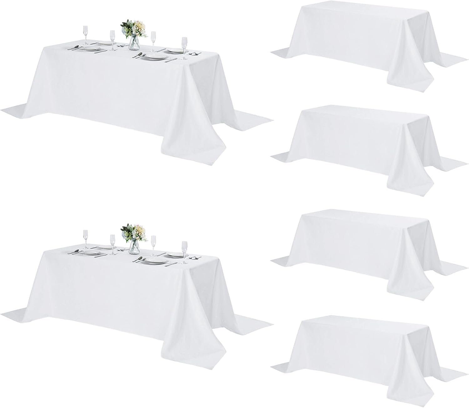 6 Pack Rectangle Tablecloth, 90x156 Inch, Stain Resistant and Wrinkle Polyester Table Cloth, Fabric Table V1258-DP02-WO-549