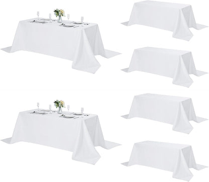 6 Pack Rectangle Tablecloth, 90x156 Inch, Stain Resistant and Wrinkle Polyester Table Cloth, Fabric Table V1258-DP02-WO-549