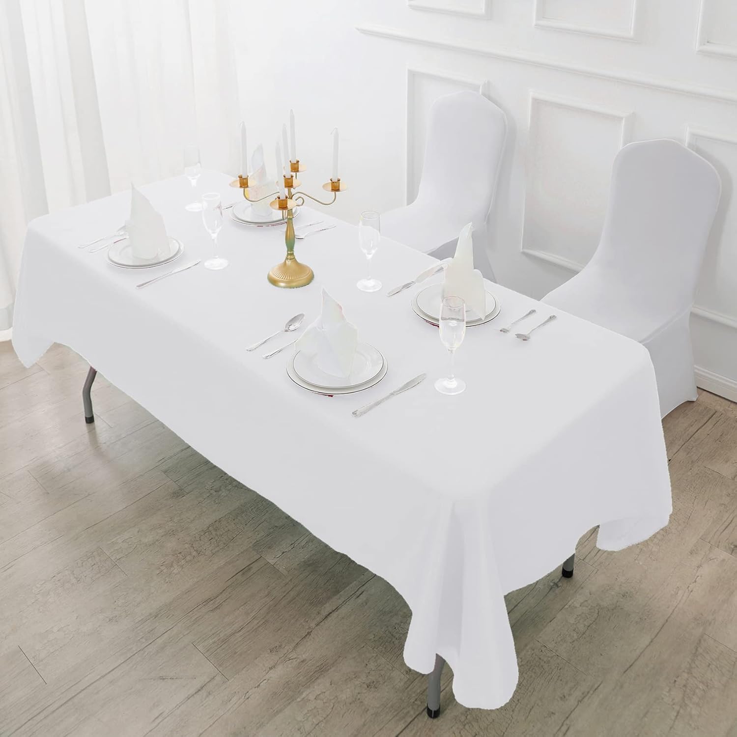 6 Pack Rectangle Tablecloth, 90x156 Inch, Stain Resistant and Wrinkle Polyester Table Cloth, Fabric Table V1258-DP02-WO-549