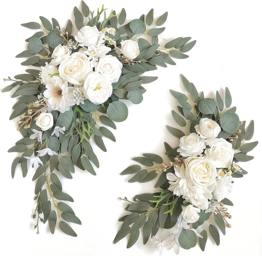 Faux Arch Flower Swag Set of 2 for Wedding Welcome Signs Floral Swag Wedding Reception Ceremony Signs Decor V1258-DP02-WO-552