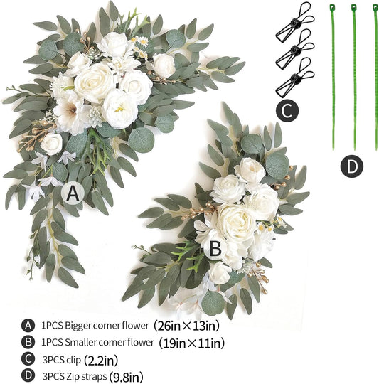 Faux Arch Flower Swag Set of 2 for Wedding Welcome Signs Floral Swag Wedding Reception Ceremony Signs Decor V1258-DP02-WO-552
