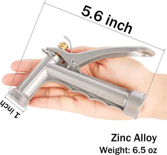 Garden Hose Nozzle, Water Hose Sprayer Nozzle with Threaded Front, Full Size Zinc Metal Pistol Grip High V1258-DP02-WO-553