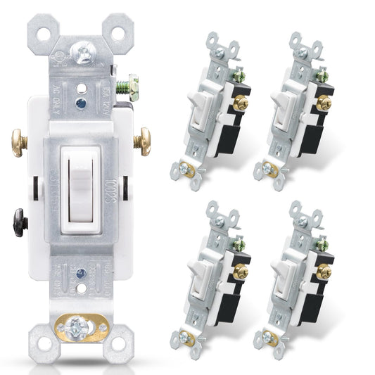 3 Way Toggle Light Switch, 15 Amp, 120 V, Toggle Framed AC Quiet Switch, in Wall On/Off Switch Replacement, V1258-DP02-WO-560