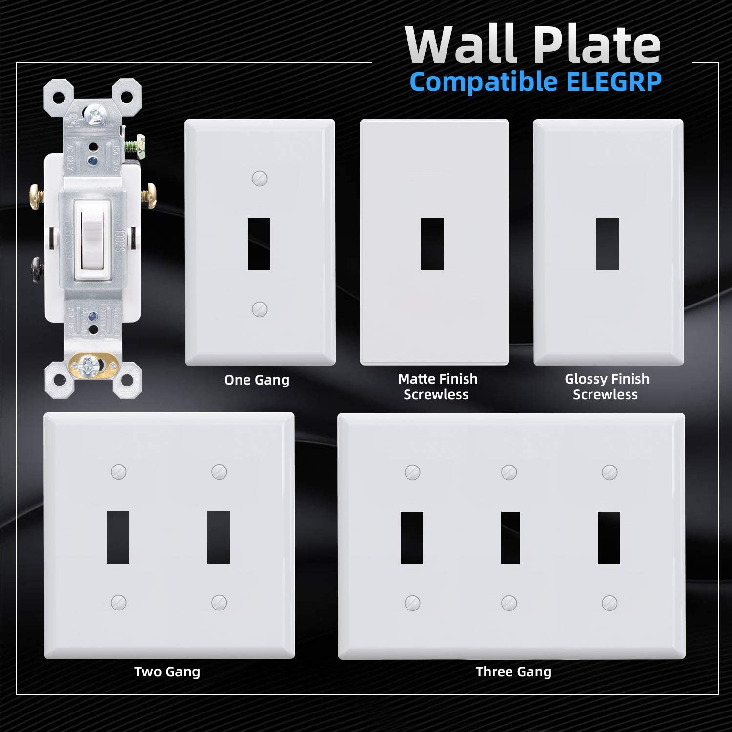 3 Way Toggle Light Switch, 15 Amp, 120 V, Toggle Framed AC Quiet Switch, in Wall On/Off Switch Replacement, V1258-DP02-WO-560