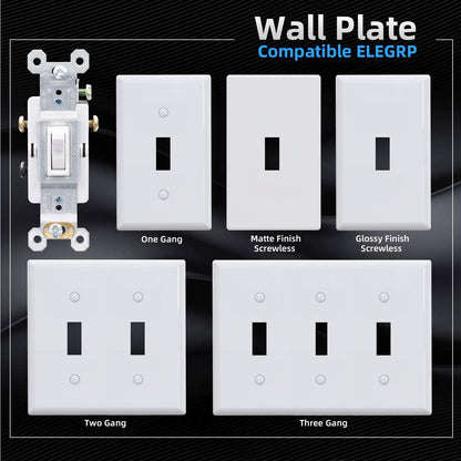 3 Way Toggle Light Switch, 15 Amp, 120 V, Toggle Framed AC Quiet Switch, in Wall On/Off Switch Replacement, V1258-DP02-WO-560