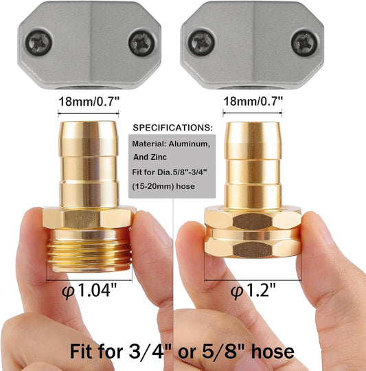 Garden Hose Repair Kits, 3 Sets Aluminum Alloy Water Hose Connector, Fit 3/4" and 5/8" Garden Hose, Male and V1258-DP02-WO-562