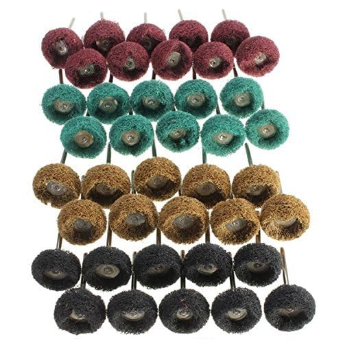 40 Pack 1 inch Abrasive Wheel Buffing Polishing Wheel Set for Rotary Tool - with 1/8" Shank (25mm) V1258-DP02-WO-567