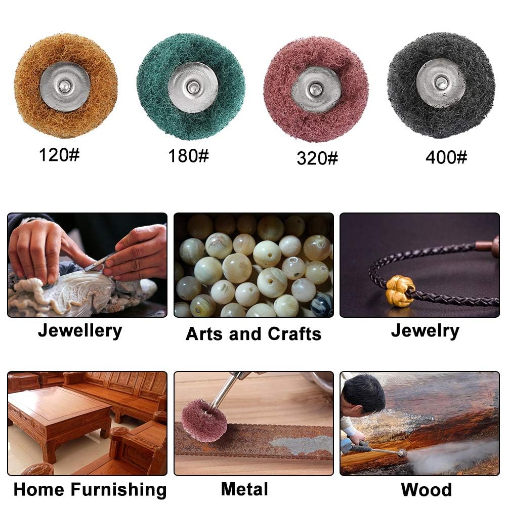 40 Pack 1 inch Abrasive Wheel Buffing Polishing Wheel Set for Rotary Tool - with 1/8" Shank (25mm) V1258-DP02-WO-567