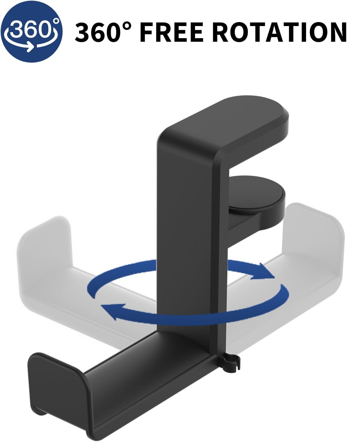 Headphone Hook - Under Desk Headphone Holder with 360-Degree Adjustable Rotation, Black V1258-DP02-WO-577