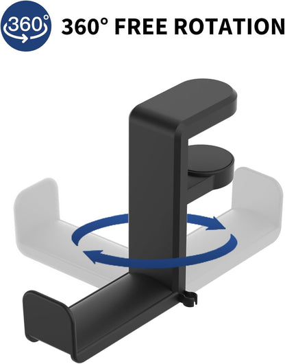 Headphone Hook - Under Desk Headphone Holder with 360-Degree Adjustable Rotation, Black V1258-DP02-WO-577