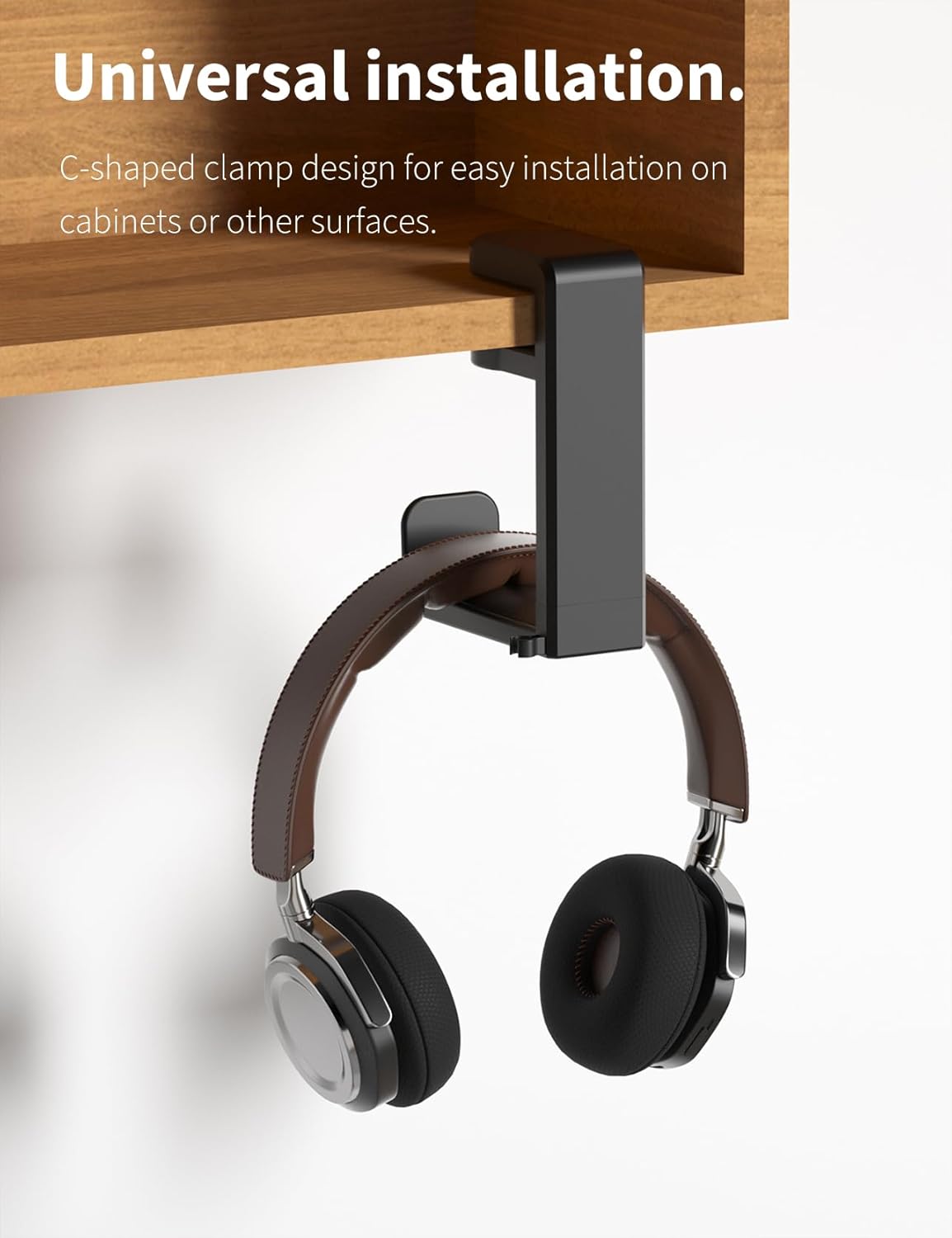 Headphone Hook - Under Desk Headphone Holder with 360-Degree Adjustable Rotation, Black V1258-DP02-WO-577