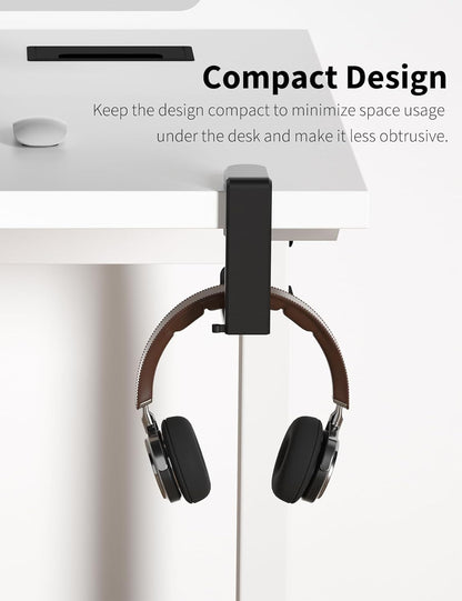 Headphone Hook - Under Desk Headphone Holder with 360-Degree Adjustable Rotation, Black V1258-DP02-WO-577