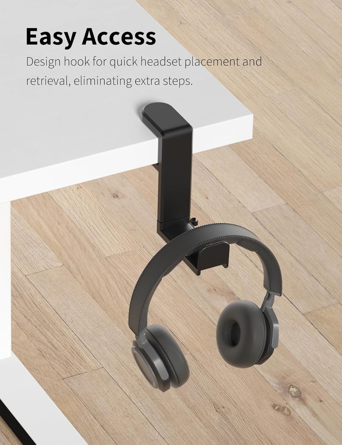 Headphone Hook - Under Desk Headphone Holder with 360-Degree Adjustable Rotation, Black V1258-DP02-WO-577