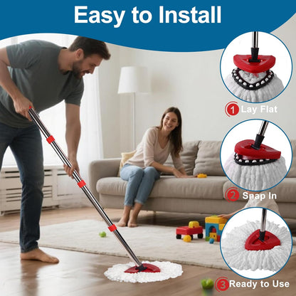4 Pack Mop Heads Replacements, Compatible with O Cedar Easywring 1-Tank System Easy Wrin Spin Mops, Triangle V1258-DP02-WO-579