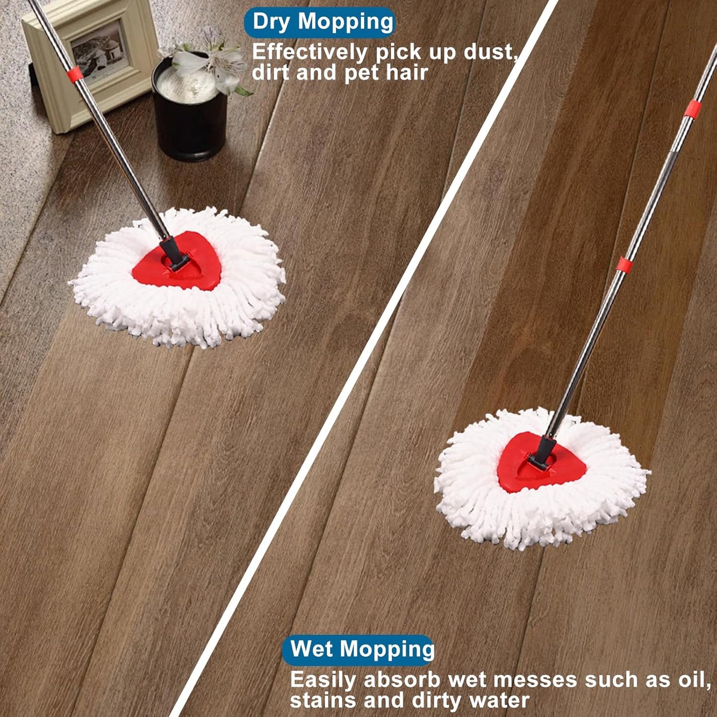 4 Pack Mop Heads Replacements, Compatible with O Cedar Easywring 1-Tank System Easy Wrin Spin Mops, Triangle V1258-DP02-WO-579