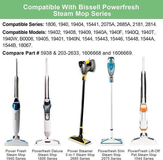 6 Pack 1940 1806 2685A Steam Mop Pads For Bissell Powerfresh Steam Mop Deluxe Pet Lift-Off Plus Slim V1258-DP02-WO-586