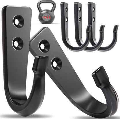 5 Large Size Heavy Duty Wall Hooks, Coat Hooks for Hanging Pans, Backpacks, Coats, Garage Items (Black) V1258-DP02-WO-59