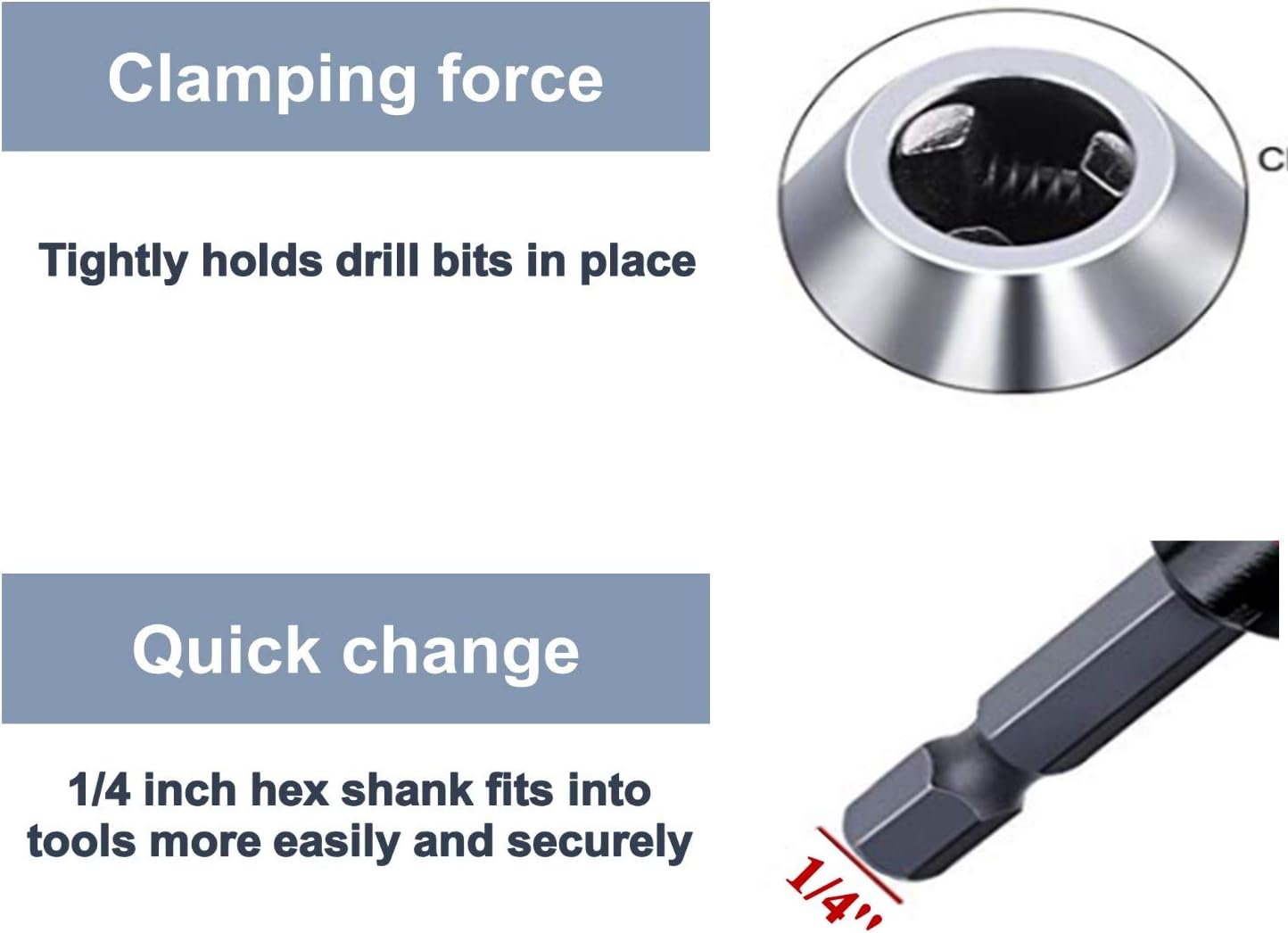 Drill Bit Adapter with 1/4 Hex Shank - 3Pcs Small Drill Chuck Extension for Impact Driver V1258-DP02-WO-592