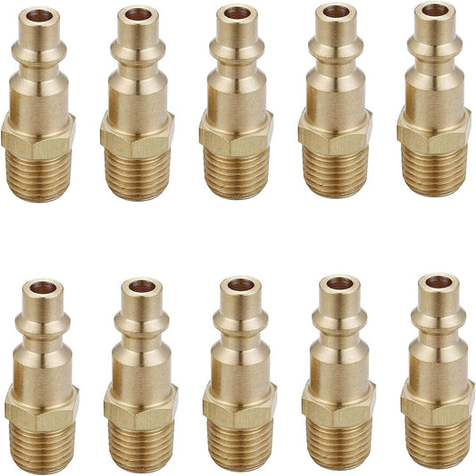 Brass 1/4-Inch NPT Male Industrial Air Hose Quick Connect Adapter, Air Coupler and Plug Kit, Air Compressor V1258-DP02-WO-594