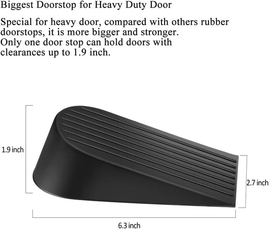Big Door Stopper 2 Packs, Heavy Duty Wedge Rubber Door Stop Works on All Floor Surfaces, Non-Scratching V1258-DP02-WO-596