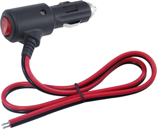 12V Fused Replacement Cigarette Lighter Male Plug with On Off Switch - 2FT 12Volt 15amp Cigarette Lighter V1258-DP02-WO-598