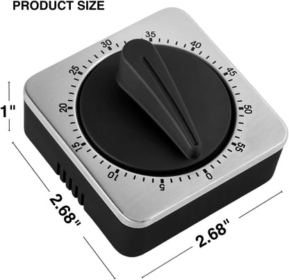 Mechanical Kitchen Timer Magnetic with Loud Alarm, 60-Minute Manual Wind Up Analog Countdown Timer with V1258-DP02-WO-6