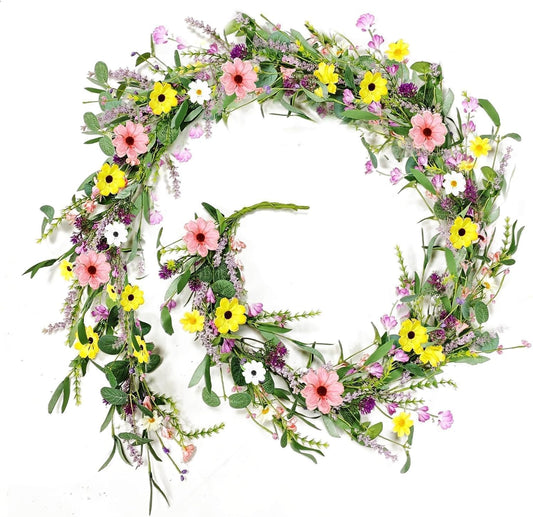 6.5 Ft Spring Summer Flower Vine Garlands Artificial Wildflower Wisteria Lavender Daisy Garland Not Withering V1258-DP02-WO-60