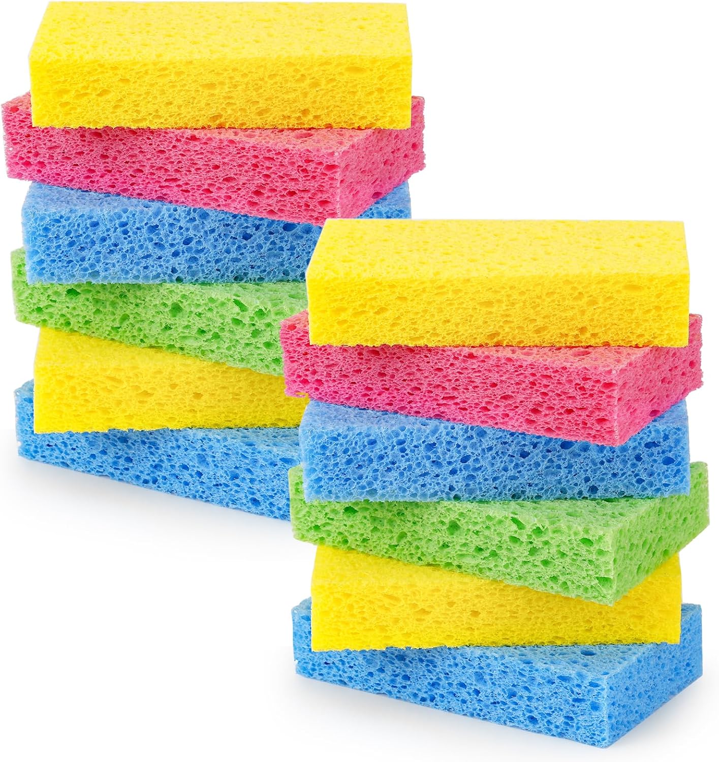 12-Count Cellulose Sponges, Non-Scratch Kitchen Sponges for Dish,Colorful Compressed Dish Scrubber Sponge for V1258-DP02-WO-609