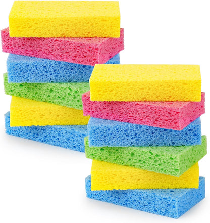 12-Count Cellulose Sponges, Non-Scratch Kitchen Sponges for Dish,Colorful Compressed Dish Scrubber Sponge for V1258-DP02-WO-609