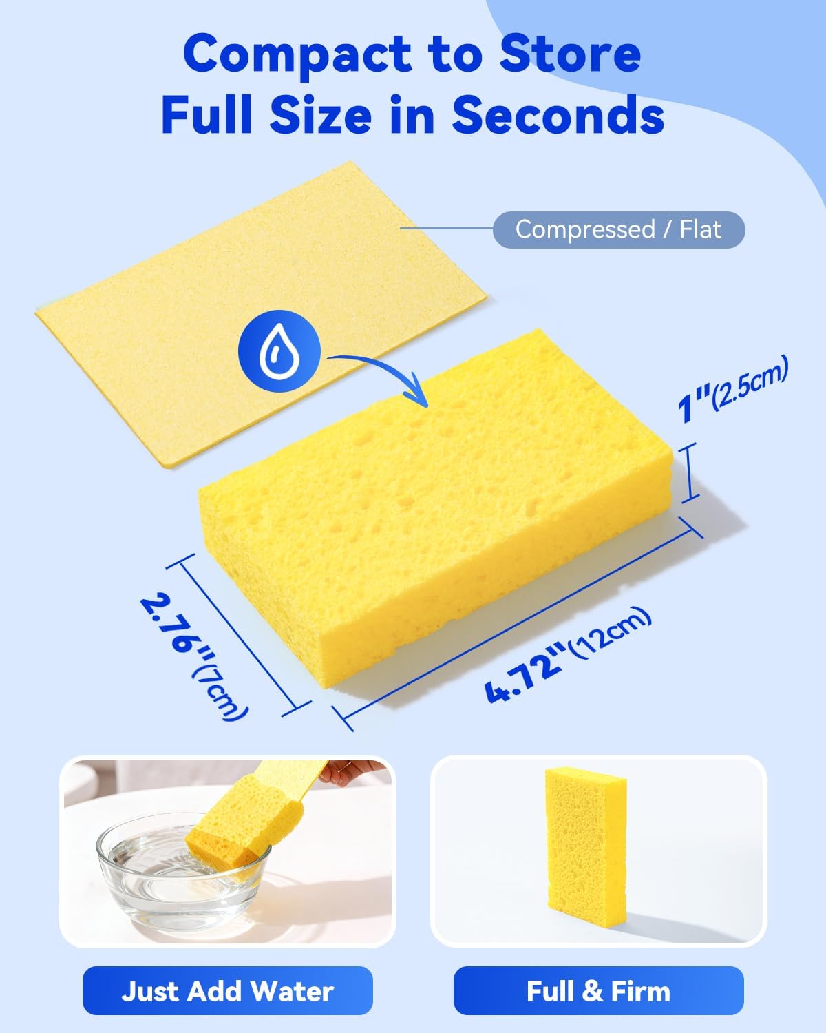 12-Count Cellulose Sponges, Non-Scratch Kitchen Sponges for Dish,Colorful Compressed Dish Scrubber Sponge for V1258-DP02-WO-609