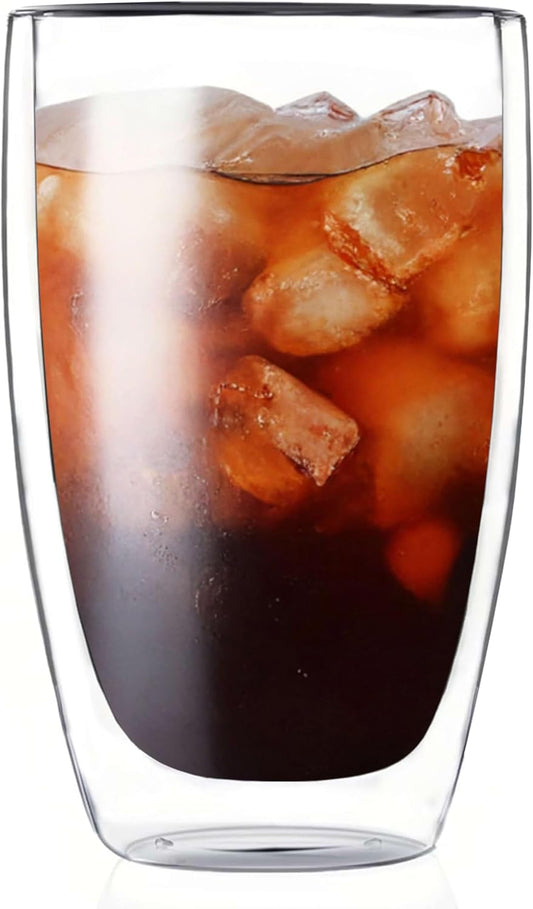 17oz Double Wall Glass Coffee Mugs, Insulated Coffee Mug, Clear Borosilicate Glass Coffee Cups for V1258-DP02-WO-61