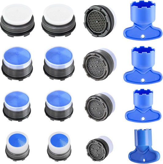 12 PCS Faucet Aerator Set, M16.5, M18.5, M21.5, M24, Kitchen & Bathroom Sink Aerator Replacement with Key V1258-DP02-WO-610