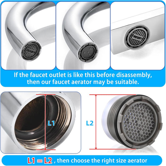 12 PCS Faucet Aerator Set, M16.5, M18.5, M21.5, M24, Kitchen & Bathroom Sink Aerator Replacement with Key V1258-DP02-WO-610