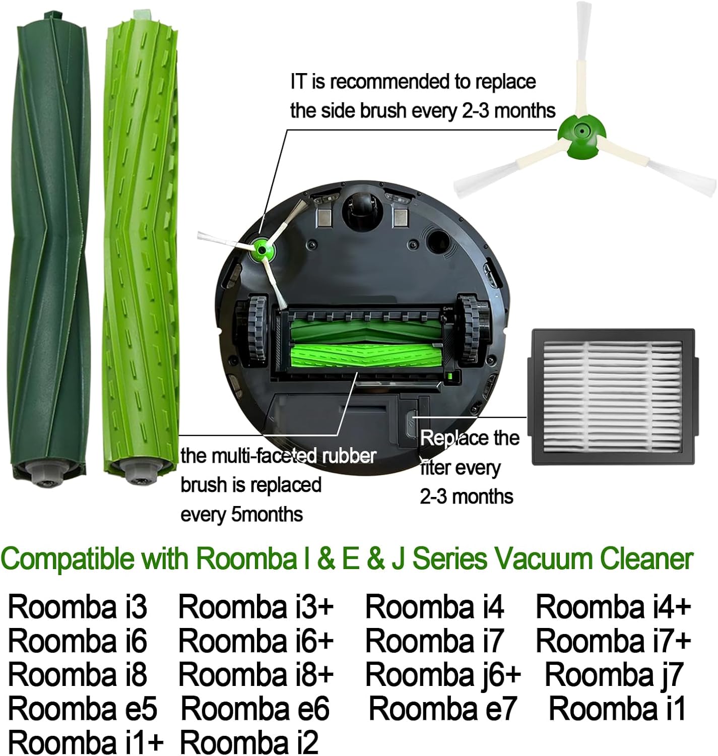 Replacement Parts for Roomba iRobot i7 i7+ i3 i3+ i4 i4+ i5 i5+ i6 i6+ i8 i8+ E5 E6 E7 I,E &j7 j6 j5 and Plus V1258-DP02-WO-613