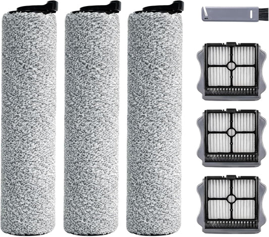 Roller Brush and Filter Replacement Compatible with Tineco iFloor 3/ Floor One S3 Cordless Vacuum Cleaner, V1258-DP02-WO-619
