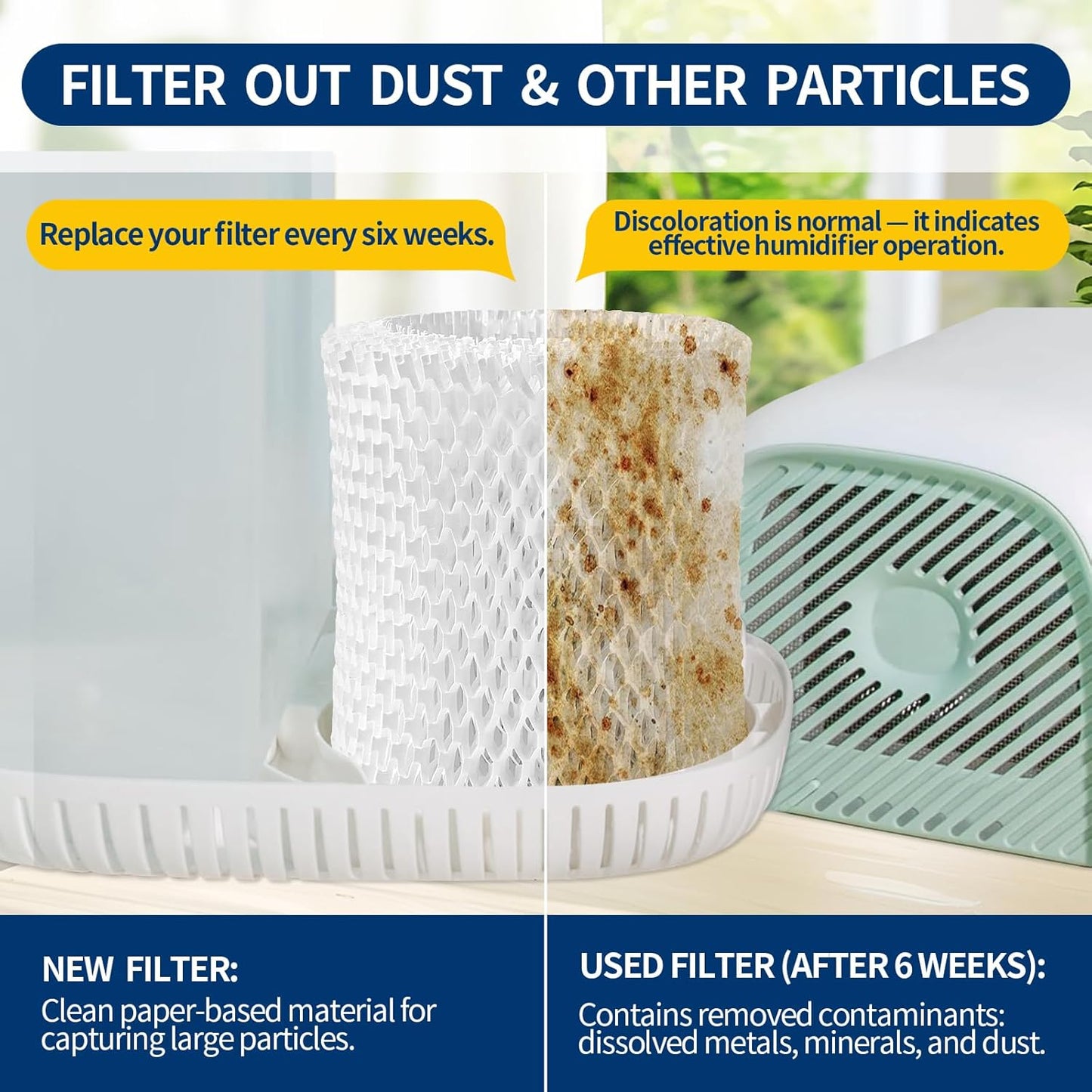 Humidifier Replacement Filter Compatible with Canopy Bedside and Nursery Humidifier,Made with Wood Pulp, V1258-DP02-WO-621