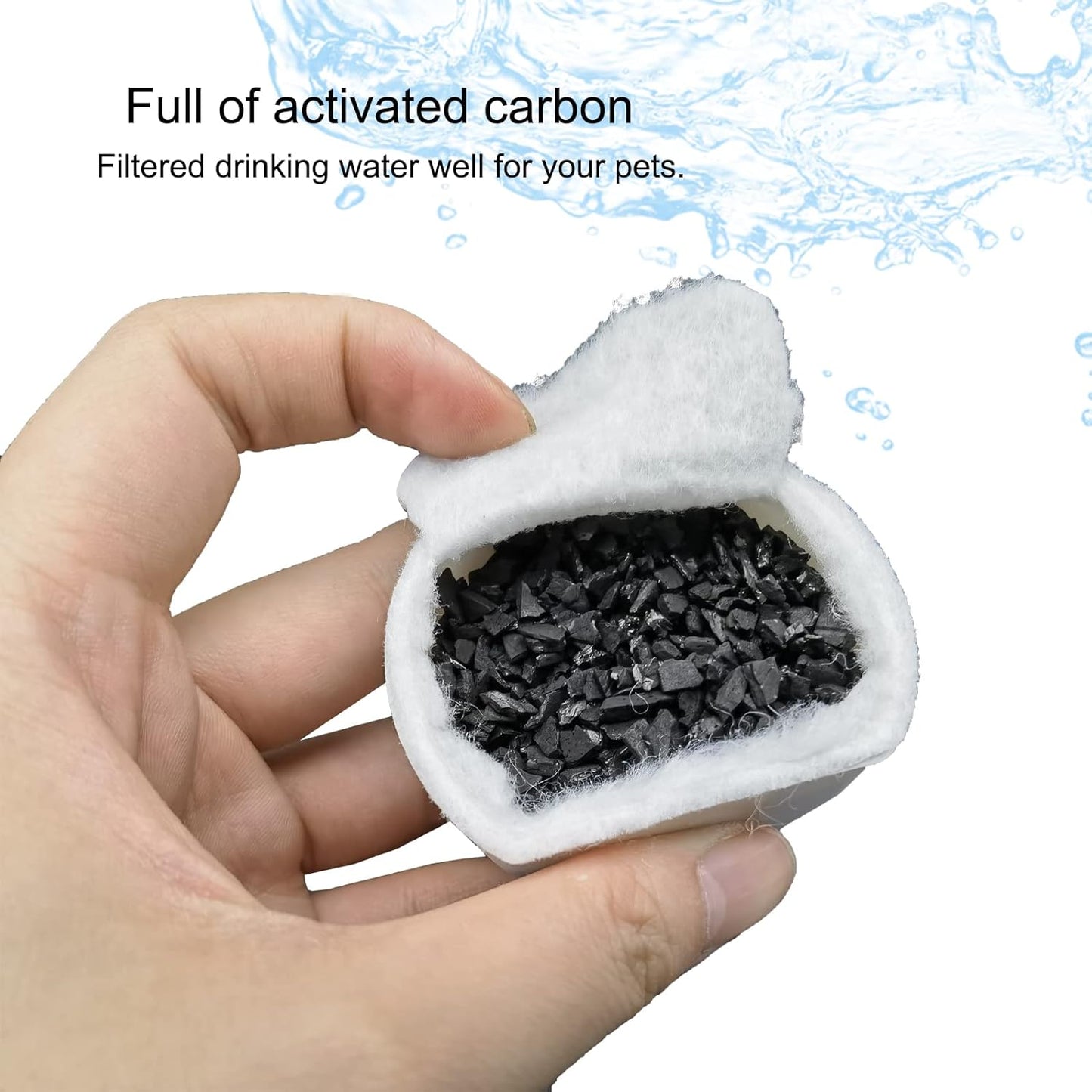16 Pack Pet Fountain Filter Replacement,8 Carbon Filters and 8 Foam Pre-Filter Replacement Compatible with V1258-DP02-WO-630