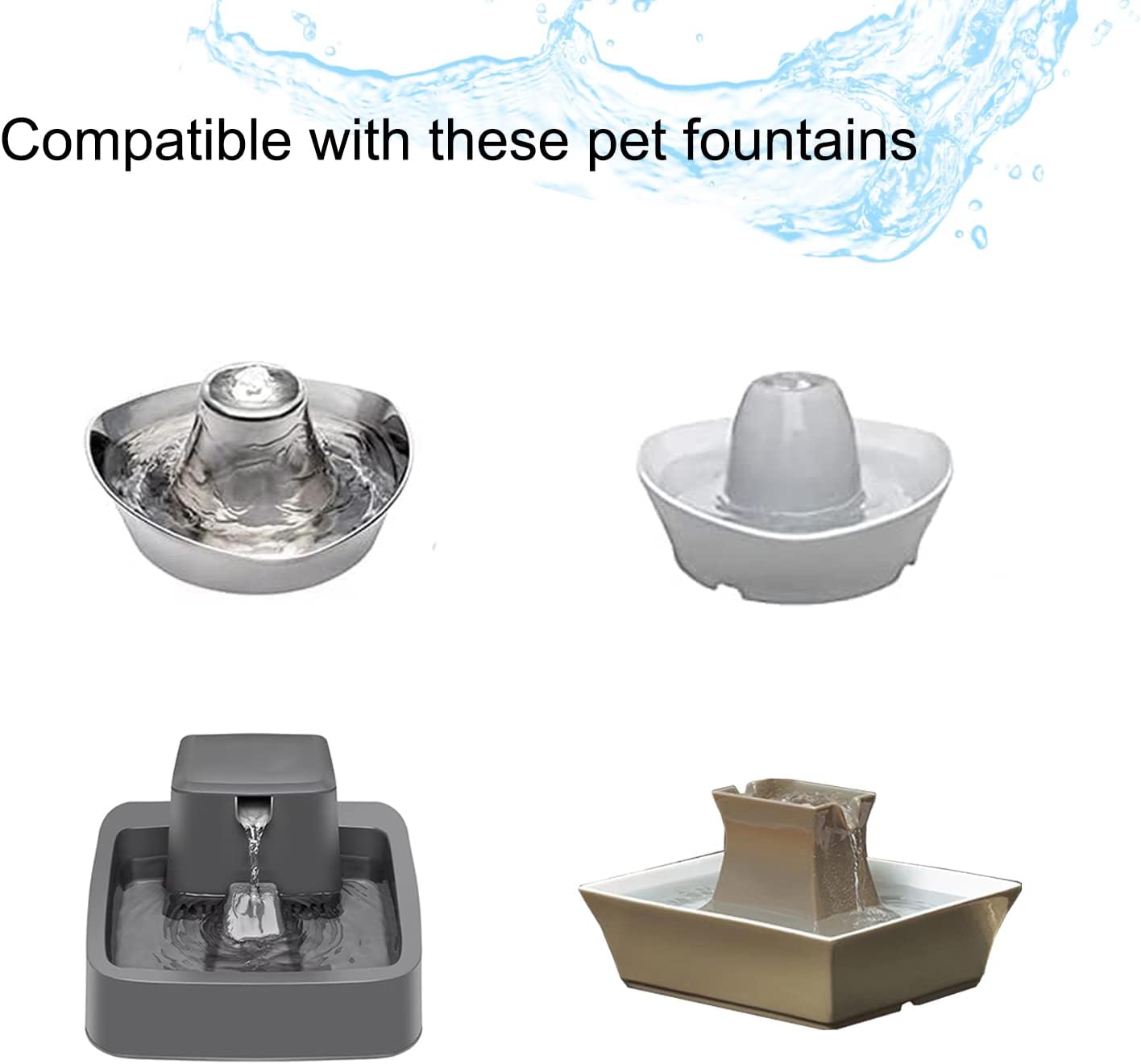 16 Pack Pet Fountain Filter Replacement,8 Carbon Filters and 8 Foam Pre-Filter Replacement Compatible with V1258-DP02-WO-630