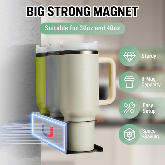 2 Pack Magnetic Stanley Cup Holder Water Bottle Organizer for Stanley 30&40 oz Tumbler with Double Sided Tape V1258-DP02-WO-64
