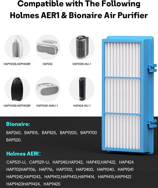 Aer1 Filter Replacement for Holmes Air Purifiers, 2 True HEPA Filters + 4 Carbon Booster Filters, HAPF30AT V1258-DP02-WO-645