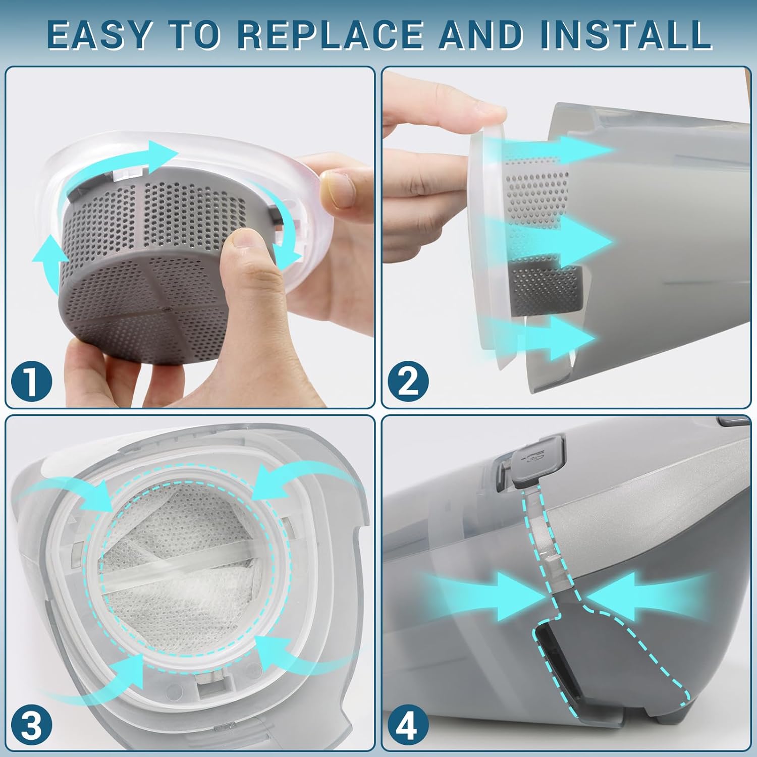 HNVCF10 Filter Replacement for Black and Decker Dustbuster Hand Vacuum HNVC115, HNVC215, HNVC220 Series, 4 V1258-DP02-WO-648