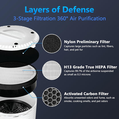 LV-H132 Replacement Filter for LEVOIT Air Purifier Replacement Filter LV-H132-RF, 3-in-1 H13 True HEPA Filter V1258-DP02-WO-658
