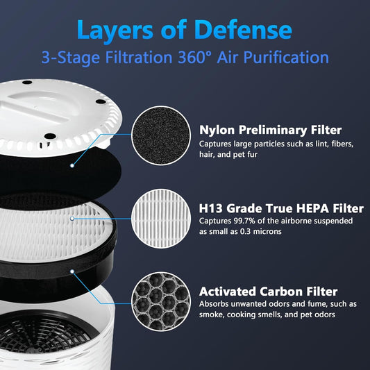 LV-H132 Replacement Filter for LEVOIT Air Purifier Replacement Filter LV-H132-RF, 3-in-1 H13 True HEPA Filter V1258-DP02-WO-658