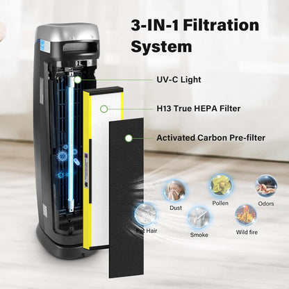 2 Pack FLT5000 True HEPA Replacement filter C for AC5000, AC5000E, AC5250PT, AC5350B, AC5350BCA, AC5350W, V1258-DP02-WO-677