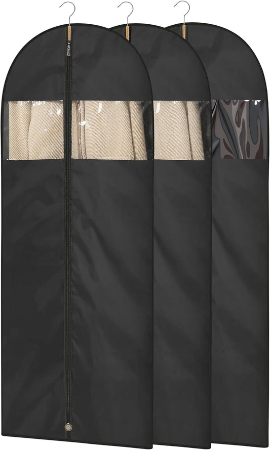Dress Bags for Gowns, 65" Long Garment Bags for Hanging Clothes, 3-Pack Foldable Dress Cover with Clear V1258-DP02-WO-68