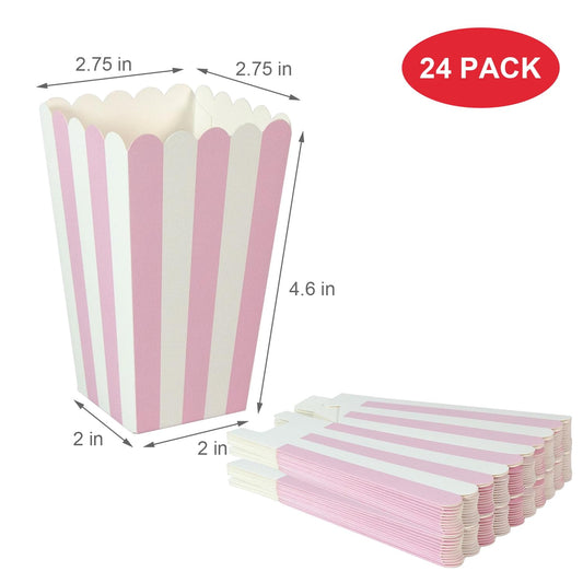 24 Pack Striped Popcorn Boxes - Carnival Parties Mini Paper Popcorn and Candy Containers, Party Supplies for V1258-DP02-WO-69