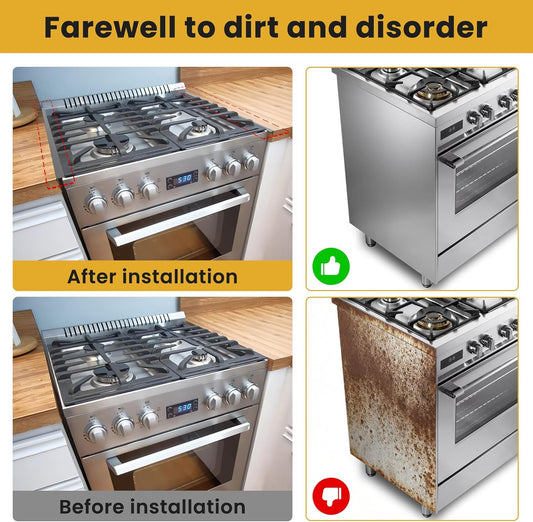 Stainless Steel Stove Gap Covers - 304 Stove Gap Filler, Easy retractable Length 13.8" to 27.5", Width 0.79", V1258-DP02-WO-692