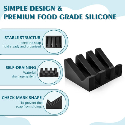 Self Draining Soap Dish Holder,Silicone Soap Dish,for Bathroom,Kitchen, Sponges, Can Extend Soap Life, Keep V1258-DP02-WO-696