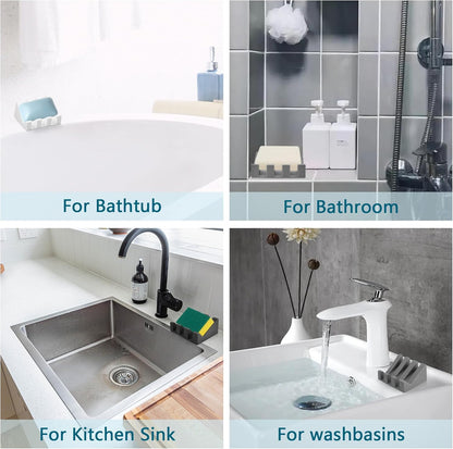 Self Draining Soap Dish Holder,Silicone Soap Dish,for Bathroom,Kitchen, Sponges, Can Extend Soap Life, Keep V1258-DP02-WO-696